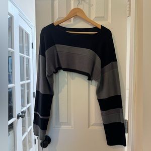 Unique bolero black grey sleeve. From Japan. Reversible